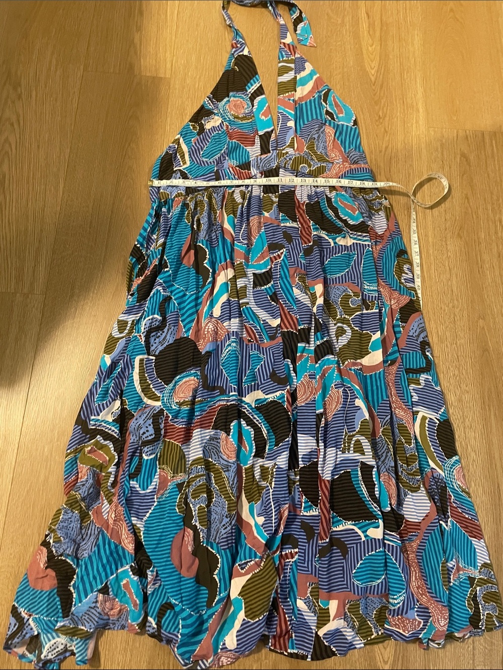 Anthropologie Blue Multi Halter Midi Dress XL - Picture 4 of 6